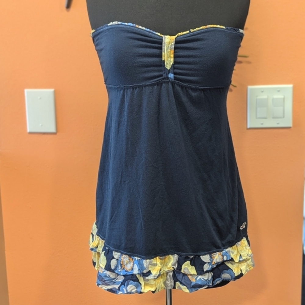Vintage Y2K Hollister Navy Blue Floral Tube Top